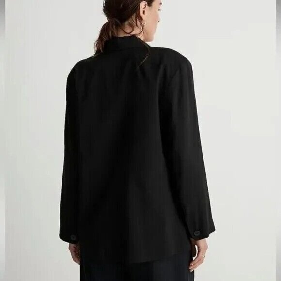 Madewell The Relaxed Blazer in Softdrape Two Button Black Women Size Large - Picture 2 of 8